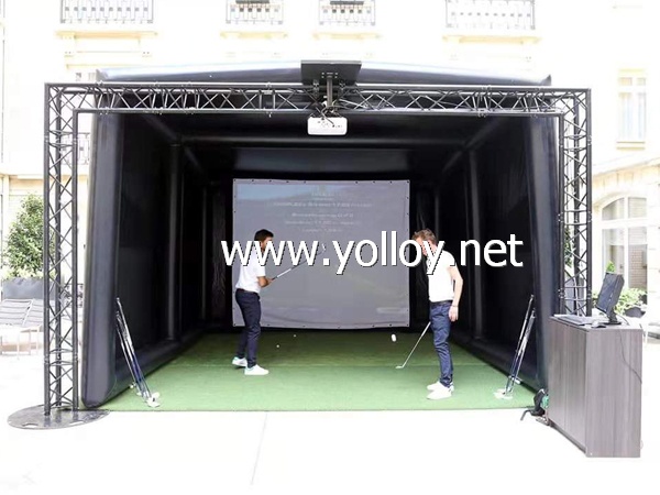 Inflatable golf simulator tent