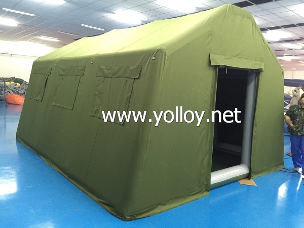 Temporary inflatable army military tent