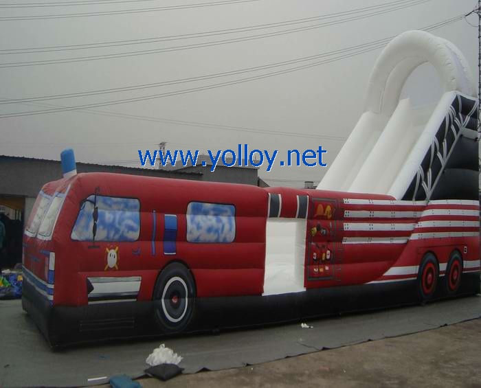 Red inflatable truck bouncy slide