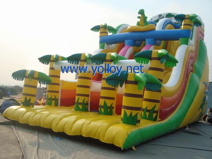 Dinosaur Allosaurus in jungle inflatable slide