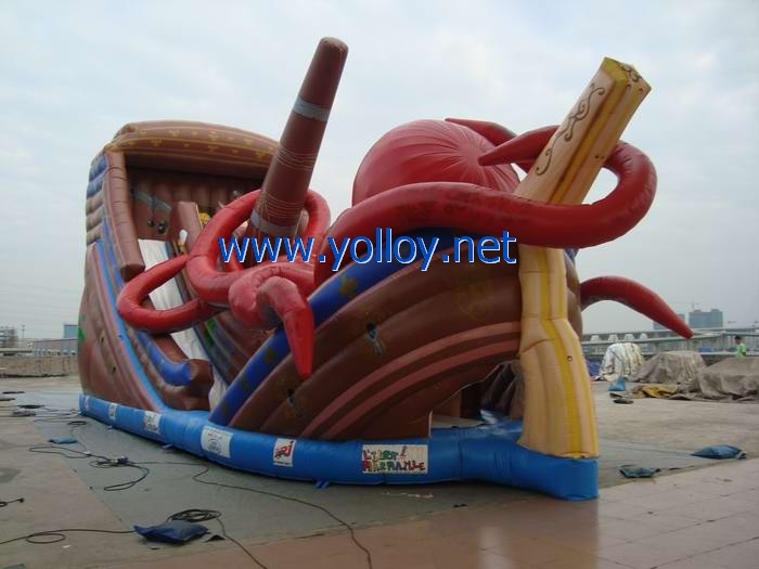 Giant inflatable Kraken Wow slide with large octopus