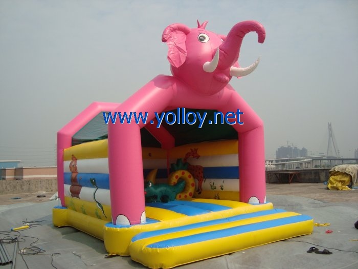 inflatable pink Elephant bouncy castle Moonwalks