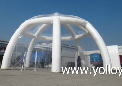 Clear Roof Inflatable Igloo Tent With Tunnel Entry