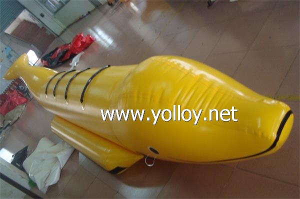 Lovely Dolphin shape fly fish boat Banana Boat in Yellow