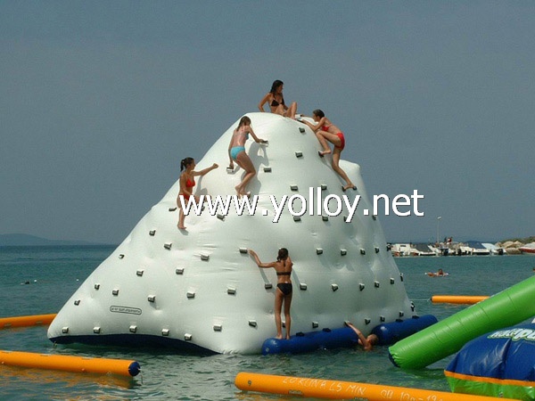 Inflatable iceberg floating on water climbing game
