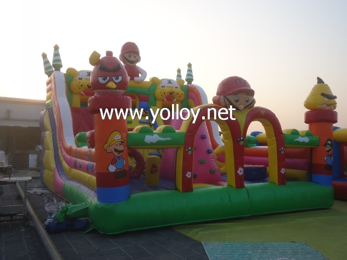 Super Mario and angry bird inflatable slide