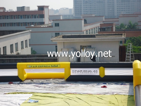 Interesting soccer football court Inflatable soap football field for sales