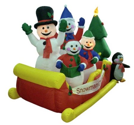 Inflatable sleigh with snowman
