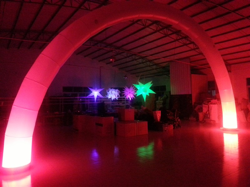 Red inflatable lighting arch