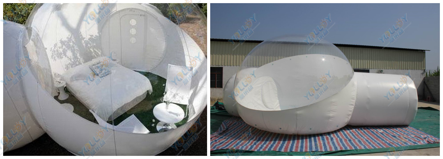 Inflatable tent transparent with tunnel