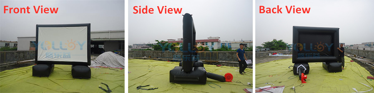 Different view of inflatable movie screen for outdoor