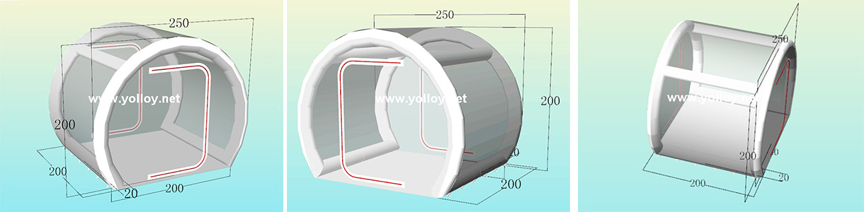 3D design drafts of airtight inflatable camping tent