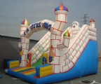 Fantastic white and blue castle inflatable slide