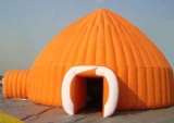 Camping in igloo dome shape for cold weather
