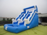 Inflatable slide with swimming pool