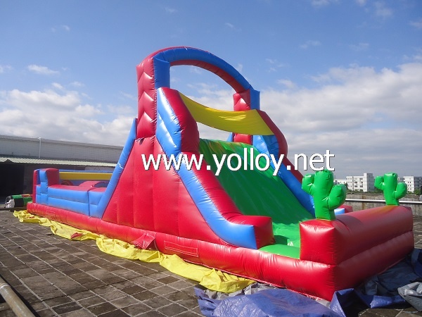 Giant Inflatable Bouncer Obstacle Course With Slide