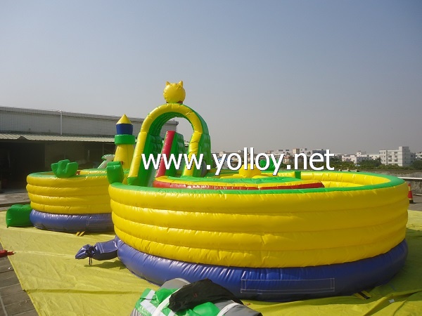 Inflatable 8 Words Obstacle Bouncy Slide Combo For Sport Games