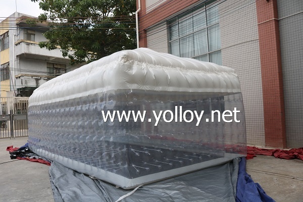 Inflatable clear transparency cube tent