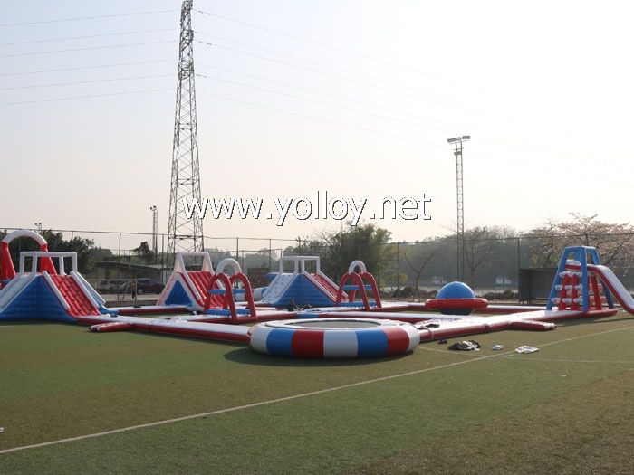 Giant floating inflatable water park