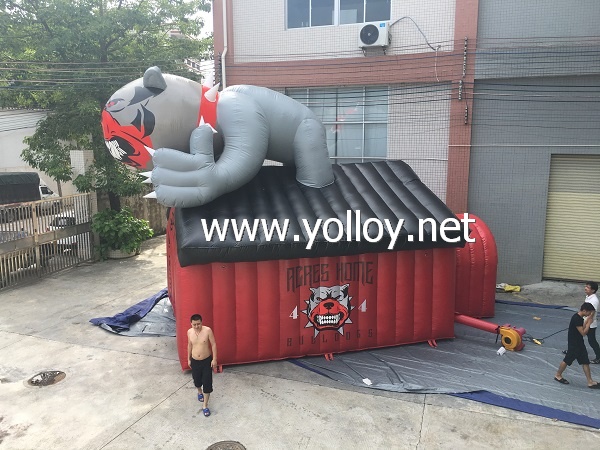 Custom inflatbale bulldogs sport helmet tunnel tent