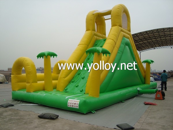 Tropical style inflatable bounce slide Toy with water pool