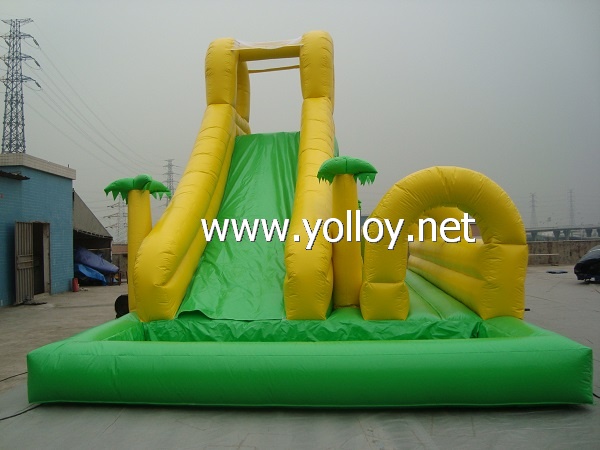 Tropical style inflatable bounce slide Toy with water pool