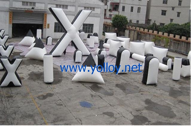 black and white 44 inflatable paintball bunkers