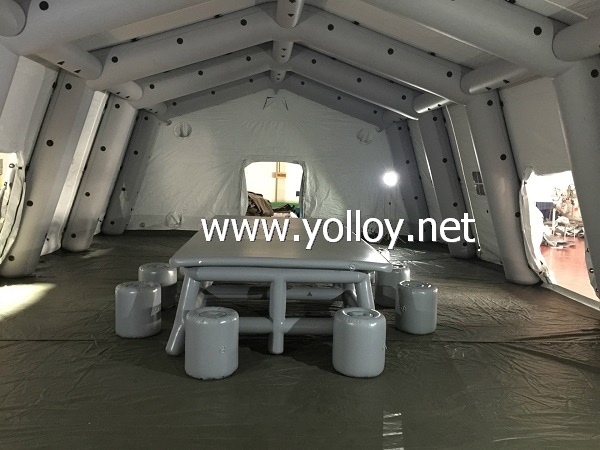 Temporary inflatable army military tent