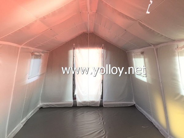 Temporary inflatable army military tent