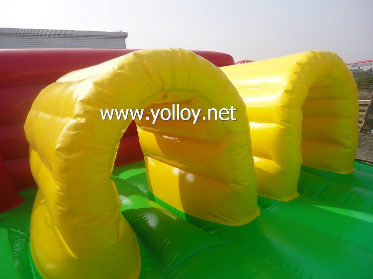 Floating water slide obstacle course