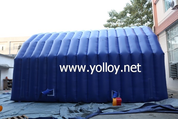 Blue inflatable auto hail repair tent