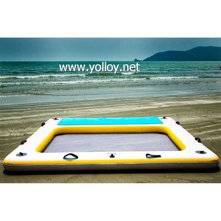 Floating swim pool with inflatable deck