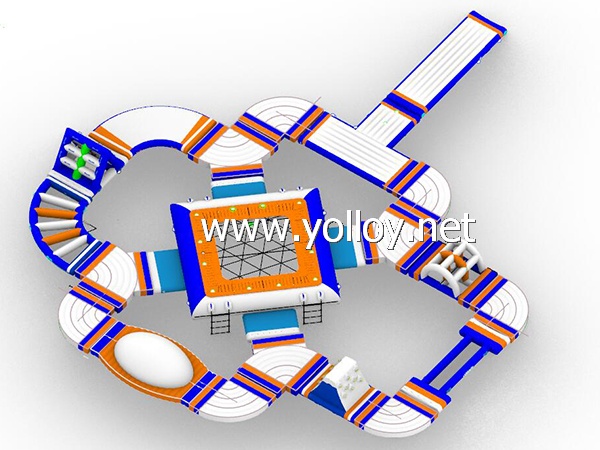 Floating island inflatable water park