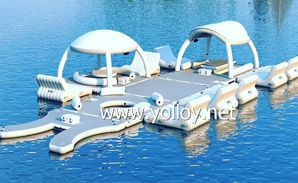 Inflatable Floating Party Platform With Sun Shelter