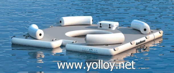 Inflatable Floating Party Platform With Sun Shelter