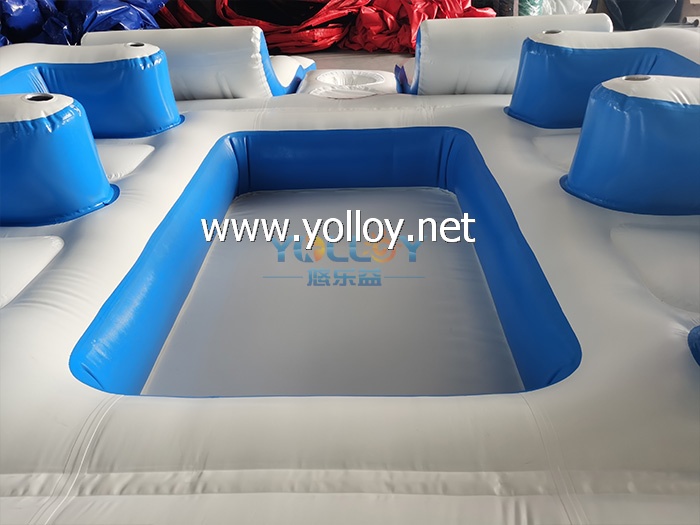 inflatable float water island with leisure sofa