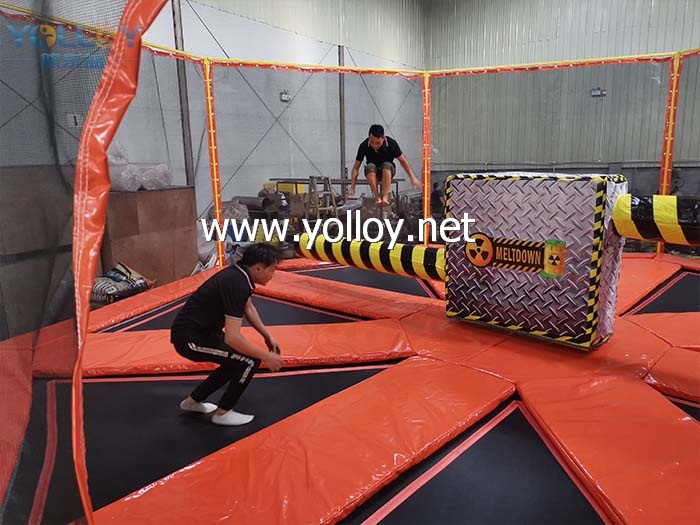 Trampoline park spinning wipe out bar
