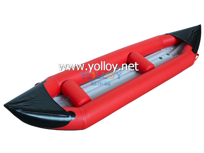 Inflatable self bailing kayak boat