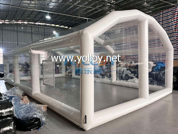 Inflatable swimming pool cover tent