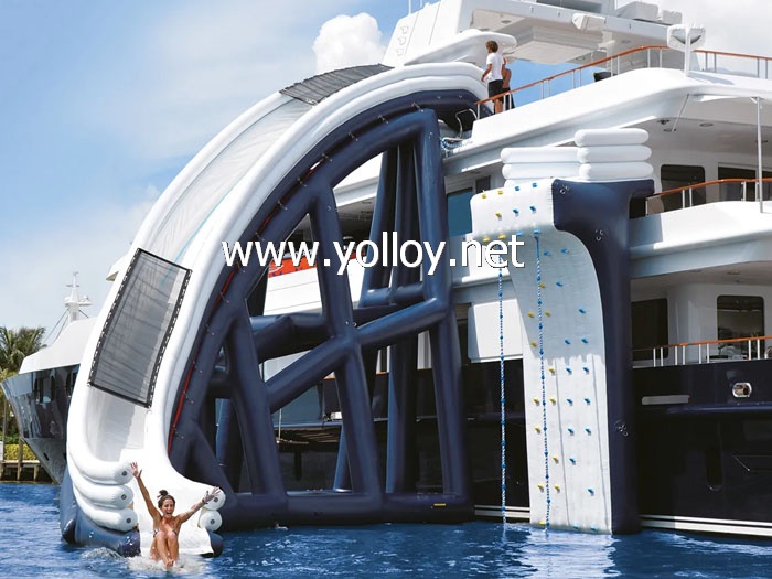 Inflatable dock slide into water