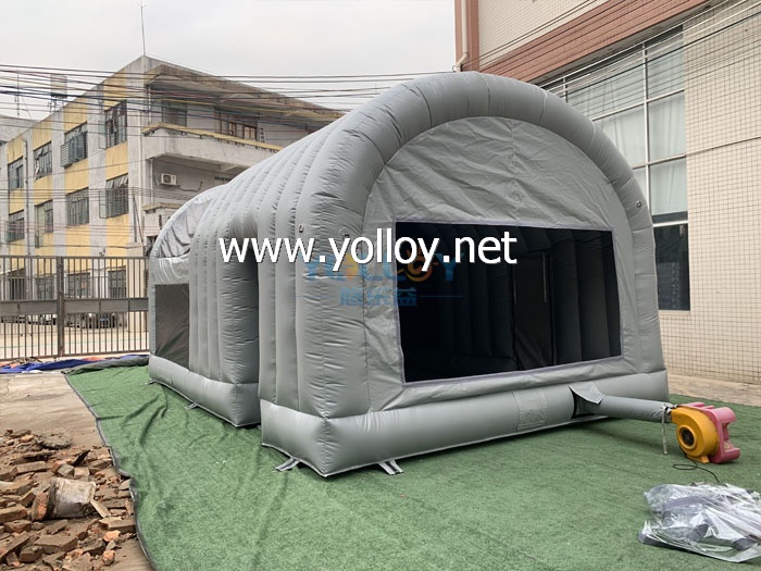 Golf simulator impact screen inflatable tent