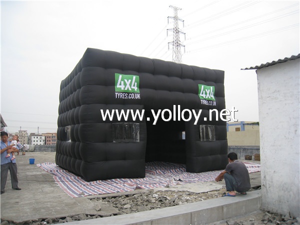 black mobile inflatable cube tent