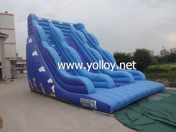 blue commercial inflatable wave shape slide