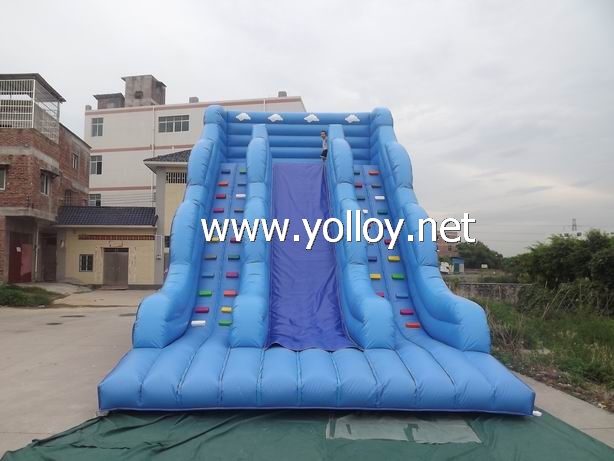 blue commercial inflatable wave shape slide