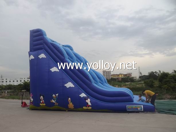 blue commercial inflatable wave shape slide