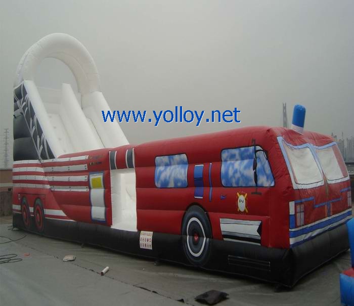 Red inflatable truck bouncy slide