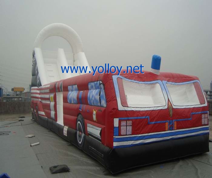 Red inflatable truck bouncy slide