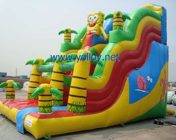 sponge bob inflatable slide with palm tree