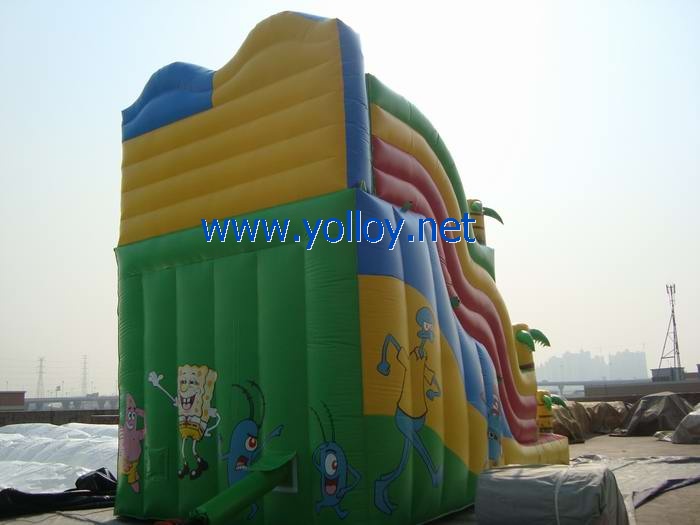 sponge bob inflatable slide with palm tree