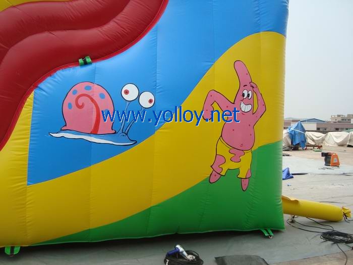 sponge bob inflatable slide with palm tree